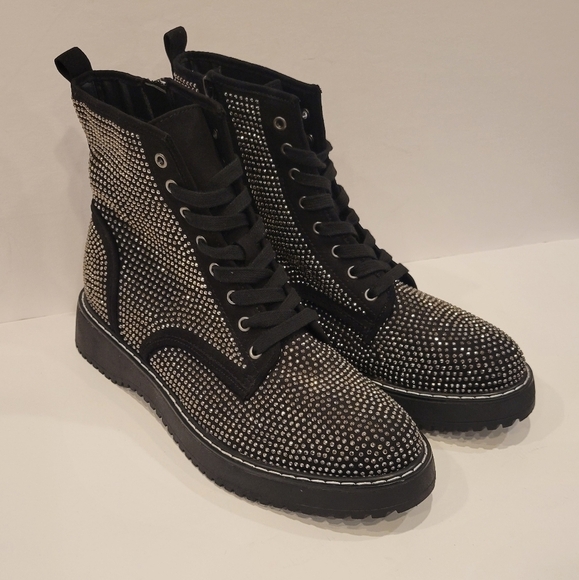 Madden Girl Shoes - Madden Girl Punk Emo Grunge Spike Rhinestone Zipper Boots Size 9.5